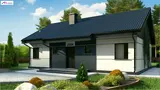 Готовый проект дома Z454 - Проект компактного одноэтажного дома с двускатной кровлей и современным дизайном экстерьера.