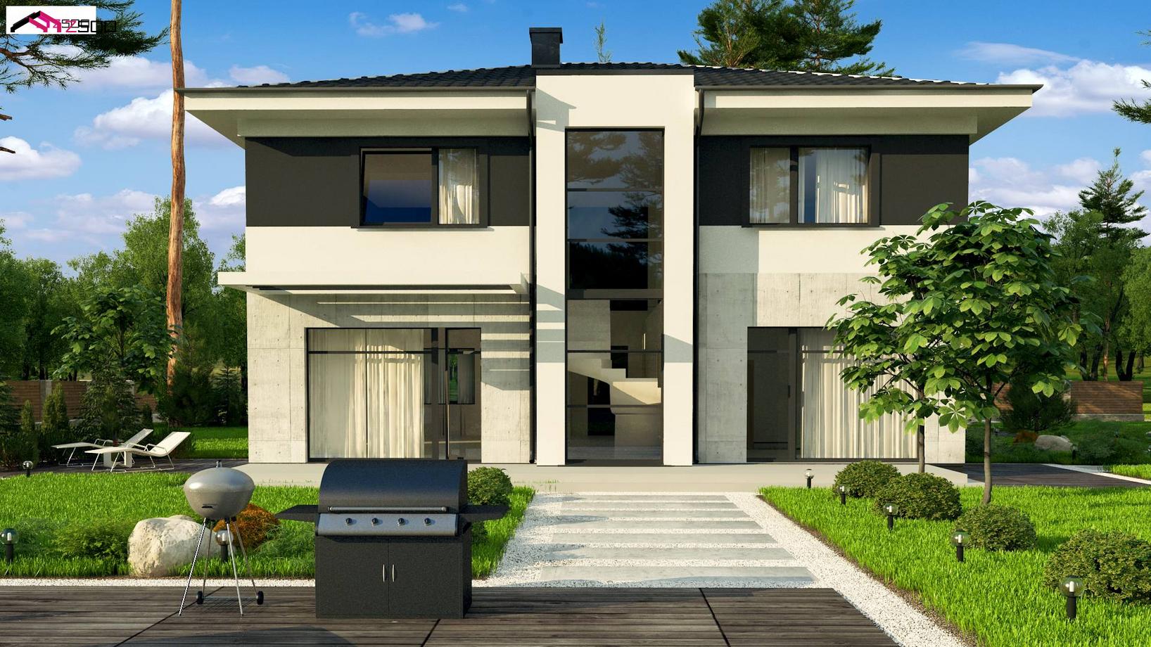 Двухэтажный дом с гаражом на две машины