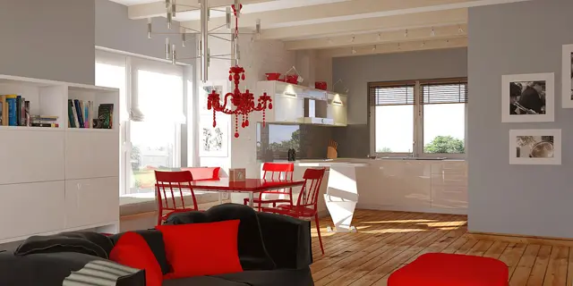 готовый проект дома Z19 – дизайн интерьера, Одноэтажный дом с передним гаражом для двух автомобилей