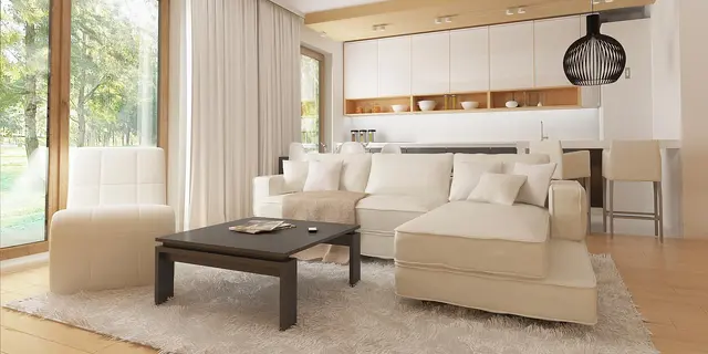 готовий проект будинку Z38 - дизайн інтер'єру, Поздовжній будинок з високою аттиковою стіною виправдає себе на вузькій ділянці.