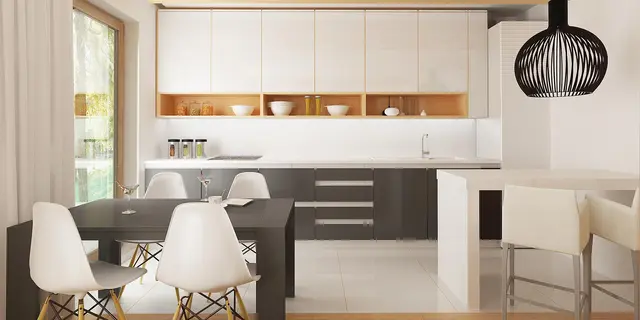 готовий проект будинку Z38 - дизайн інтер'єру, Поздовжній будинок з високою аттиковою стіною виправдає себе на вузькій ділянці.