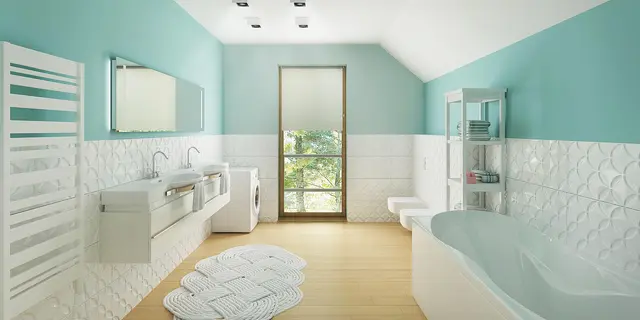 готовий проект будинку Z38 - дизайн інтер'єру, Поздовжній будинок з високою аттиковою стіною виправдає себе на вузькій ділянці.