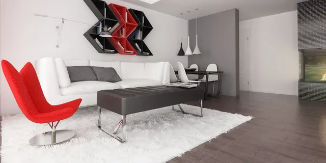 готовий проект будинку Zx117 - дизайн інтер'єру, Сучасний одноповерховий будинок у стилі хай-тек з навісом для автомобіля.