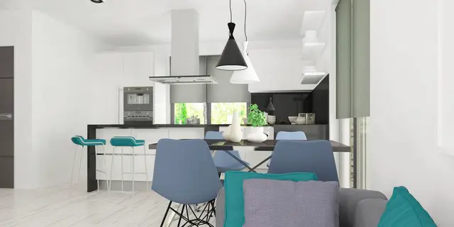 готовый проект дома Zx554 el – дизайн интерьера, Двухэтажный проект дома с плоской кровлей, с электрическим котлом