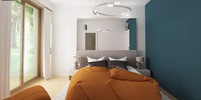 готовый проект дома Z386 v1 – дизайн интерьера, Проект компактного лаконичного одноэтажного дома в стиле барнхаус.