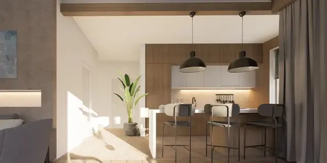 готовий проект будинку Zx214 + - дизайн інтер'єру, Проект сучасного двоповерхового будинку з пласким дахом для вузької ділянки