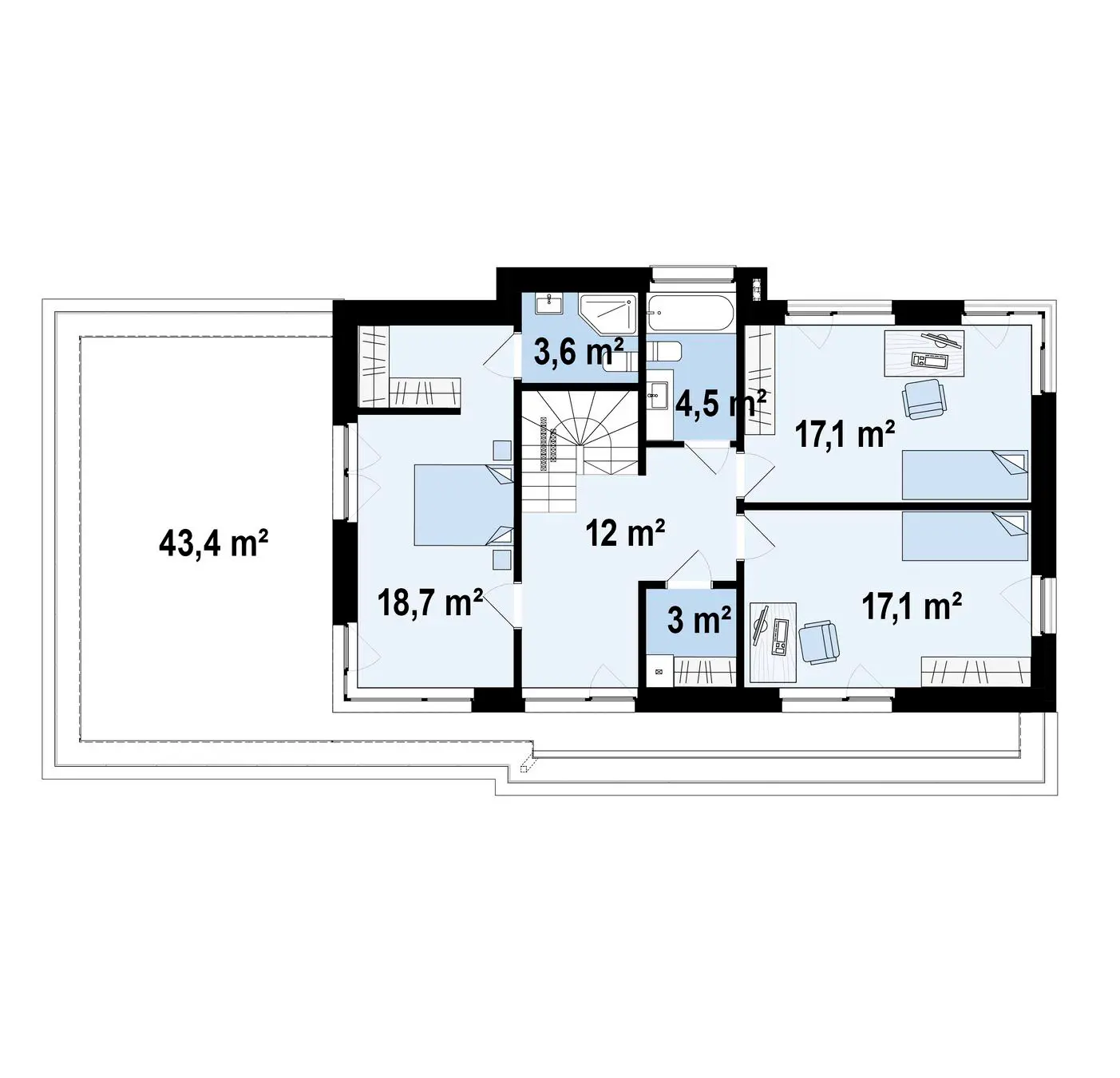 2-ий поверх 76,0  / 119,4m²