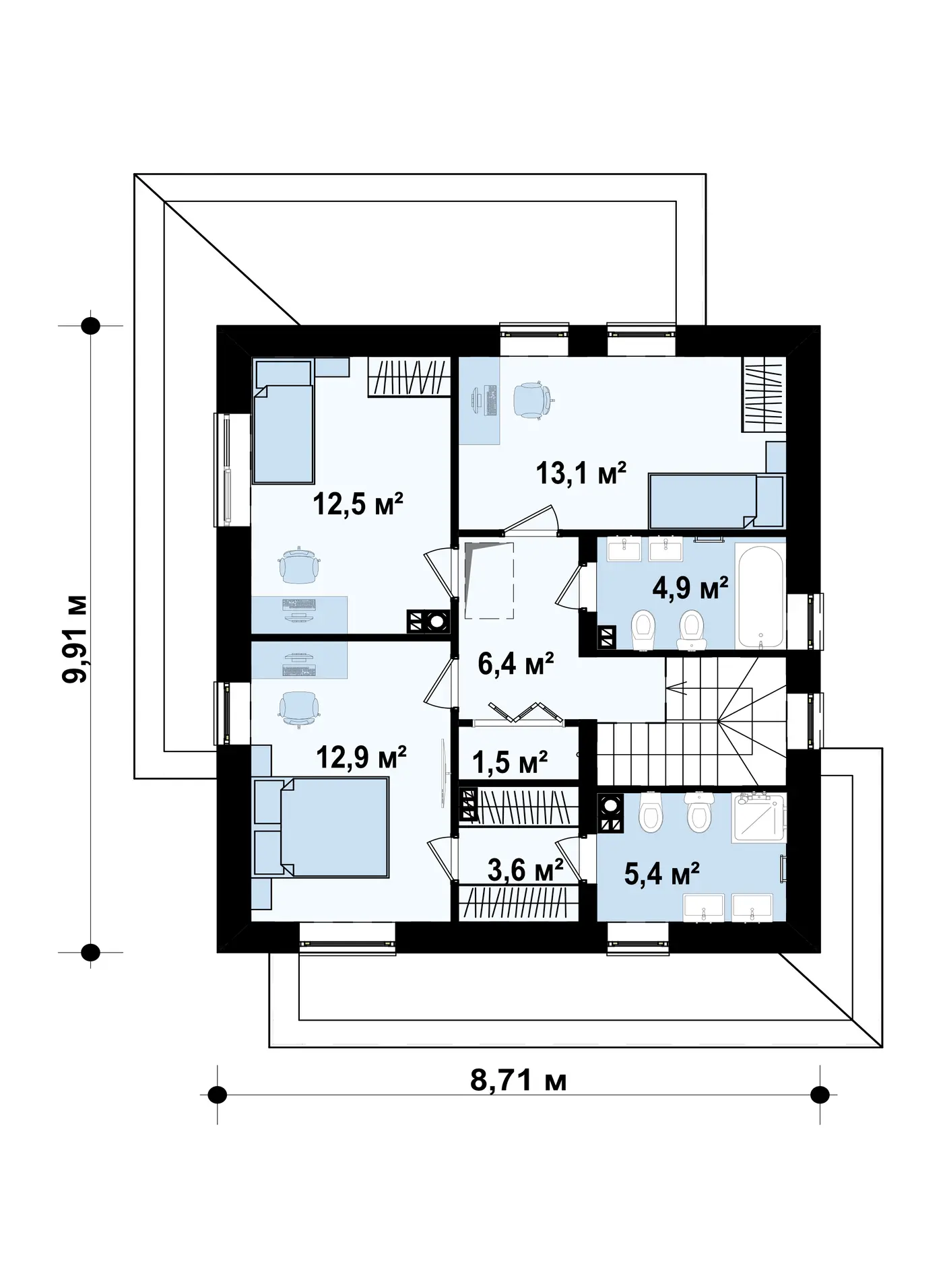 2-ий поверх 60,3 / 60,3m²