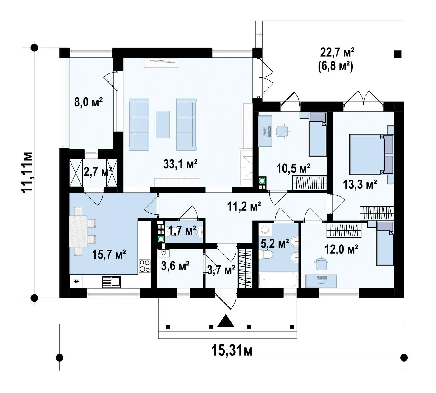 1-ий поверх 121,2 / 128,0m²