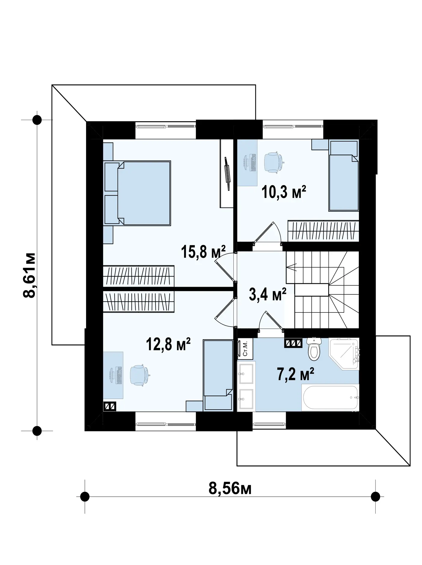 2-ий поверх 49,5 / 49,5m²