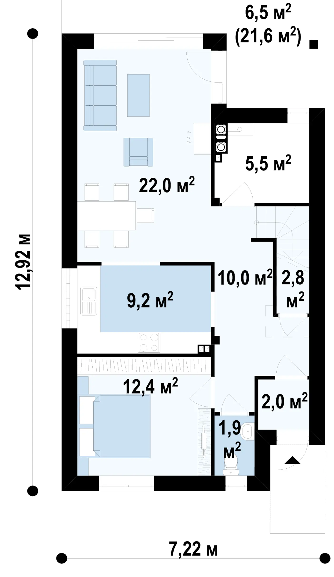 1-ий поверх 65,8 / 72,3m²