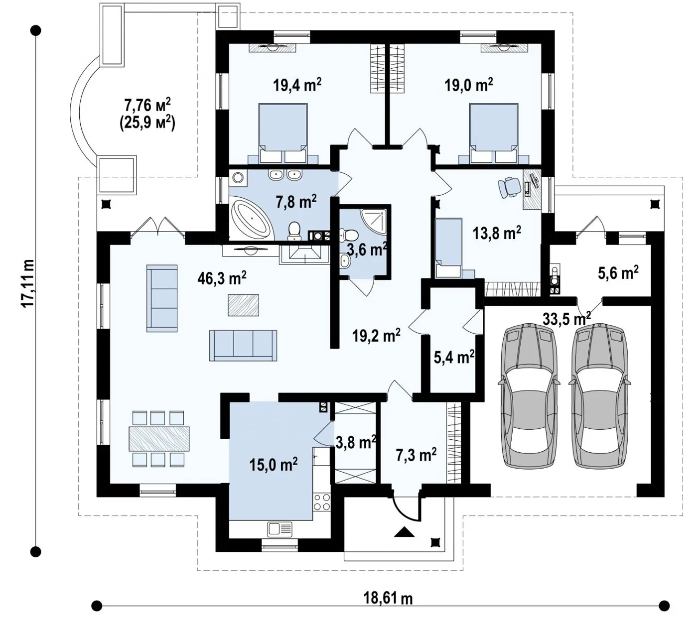 1-ий поверх 199,9 / 207,7m²