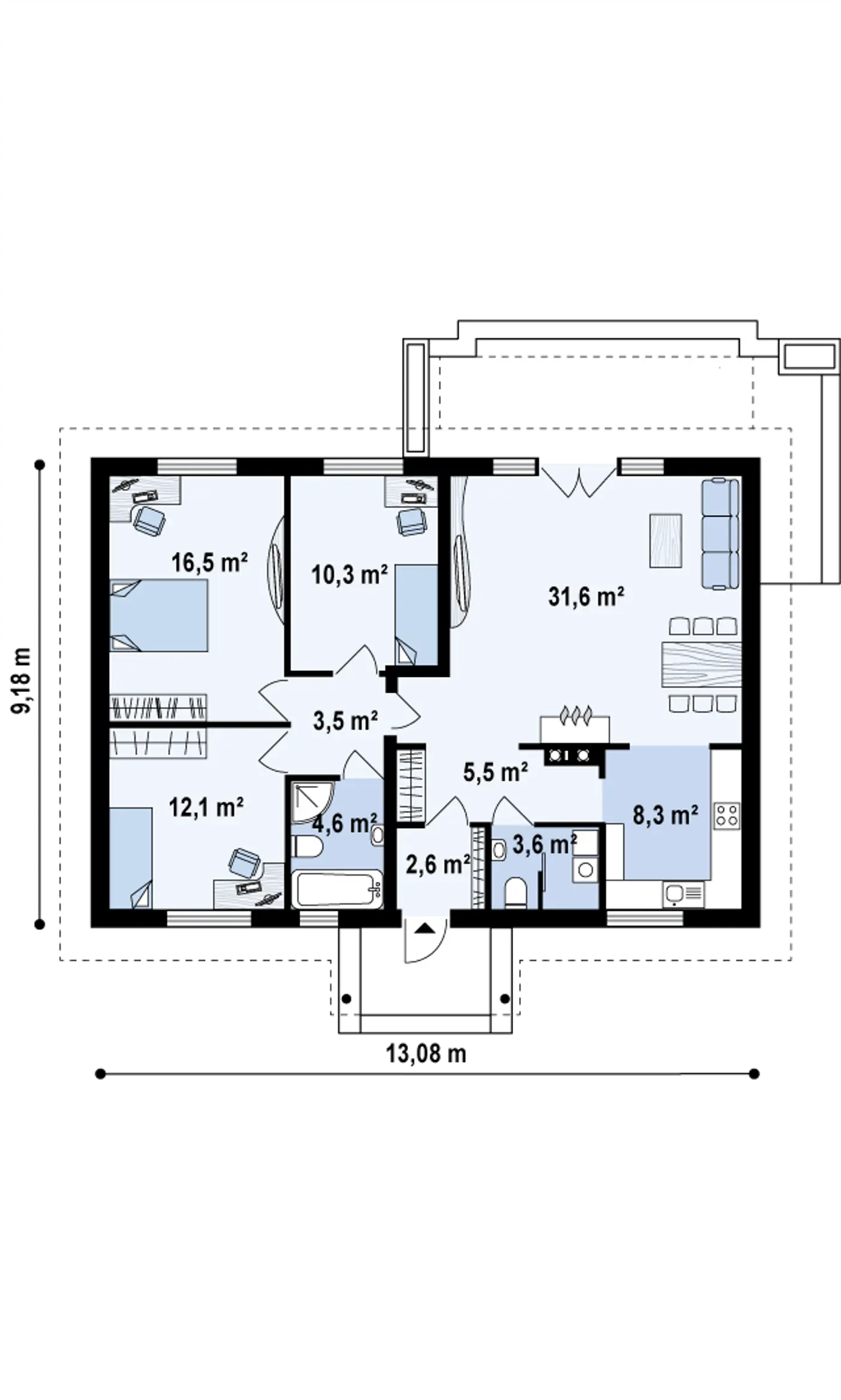 1-ий поверх 98,6 / 98,6m²