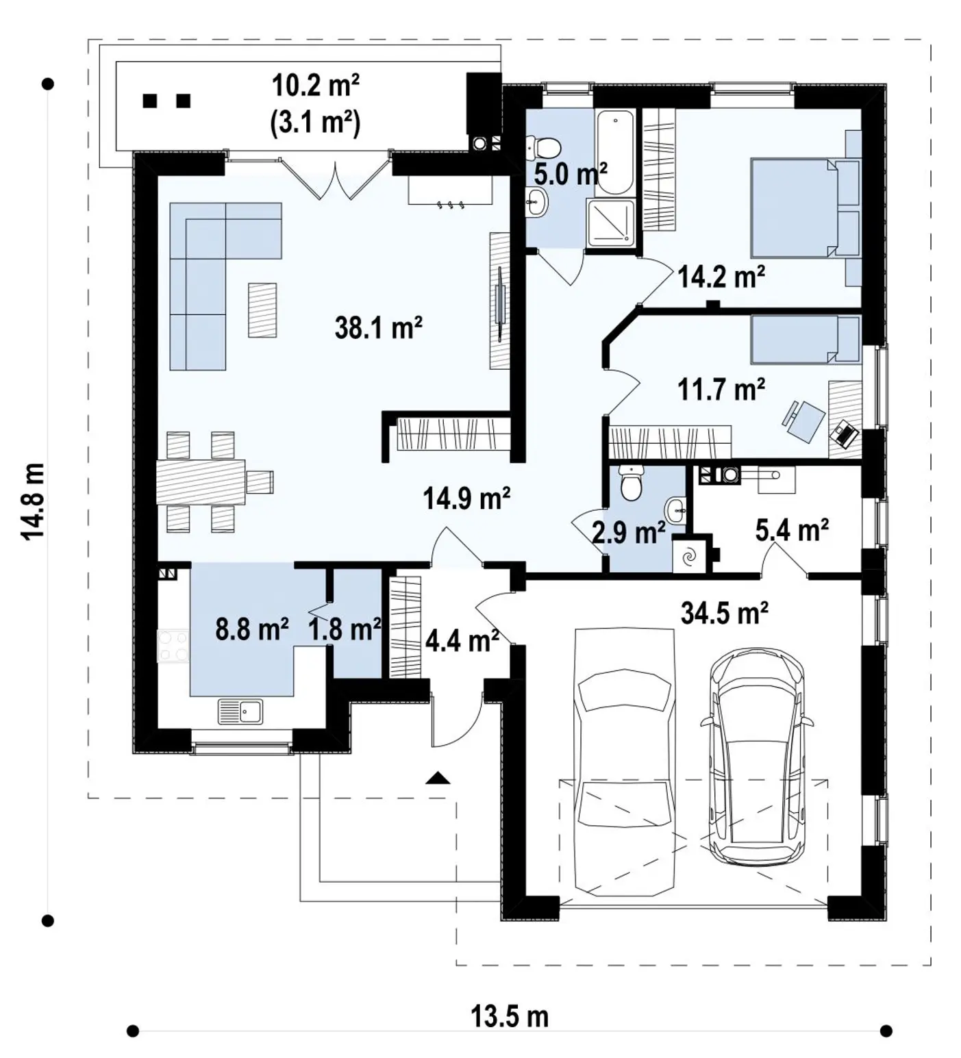 1-ий поверх 141,8 / 144,9m²