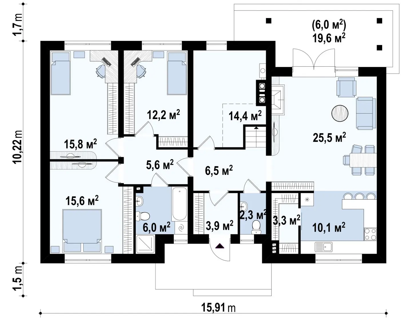 1-ий поверх 121,2 / 127,2m²