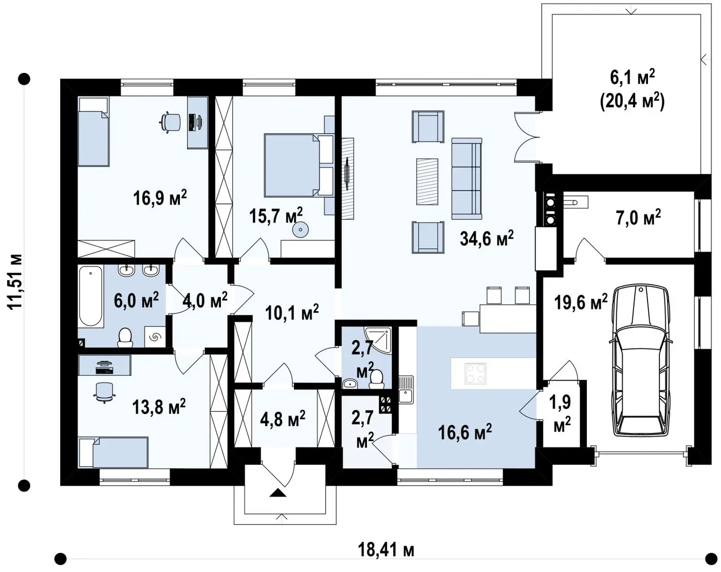 1-ий поверх 156,4 / 162,5m²