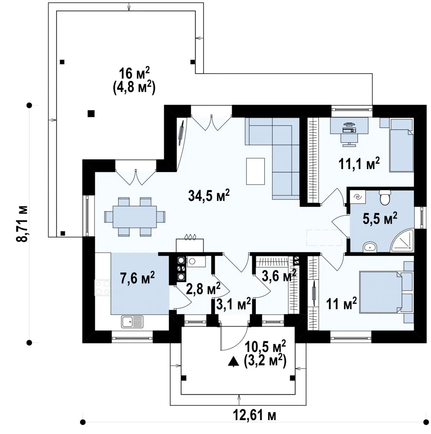 1-ий поверх 79,2 / 87,2m²