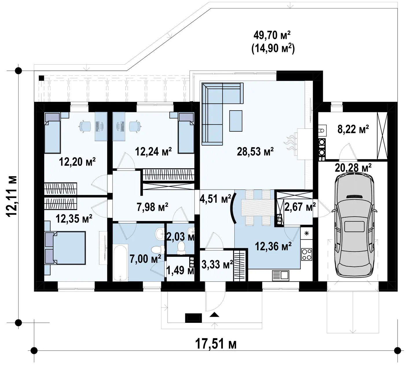 1-ий поверх 134,5 / 149,4m²