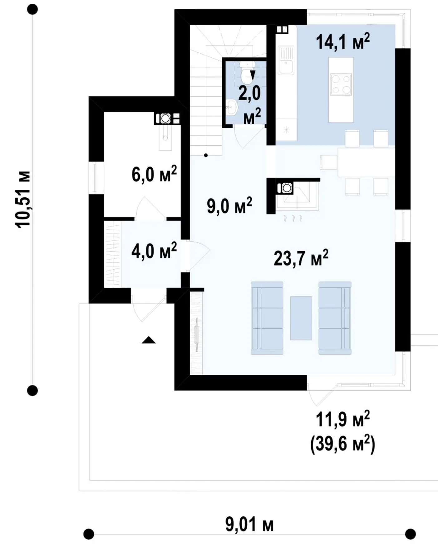 1-ий поверх 58,8  / 70,7m²