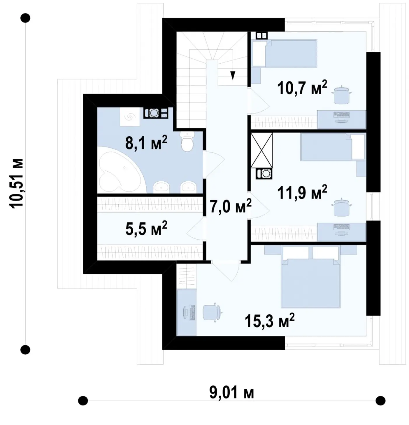 2-ий поверх 58,5  / 58,5m²