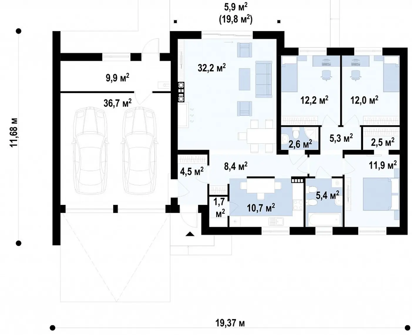 1-ий поверх 155,8 / 161,9m²