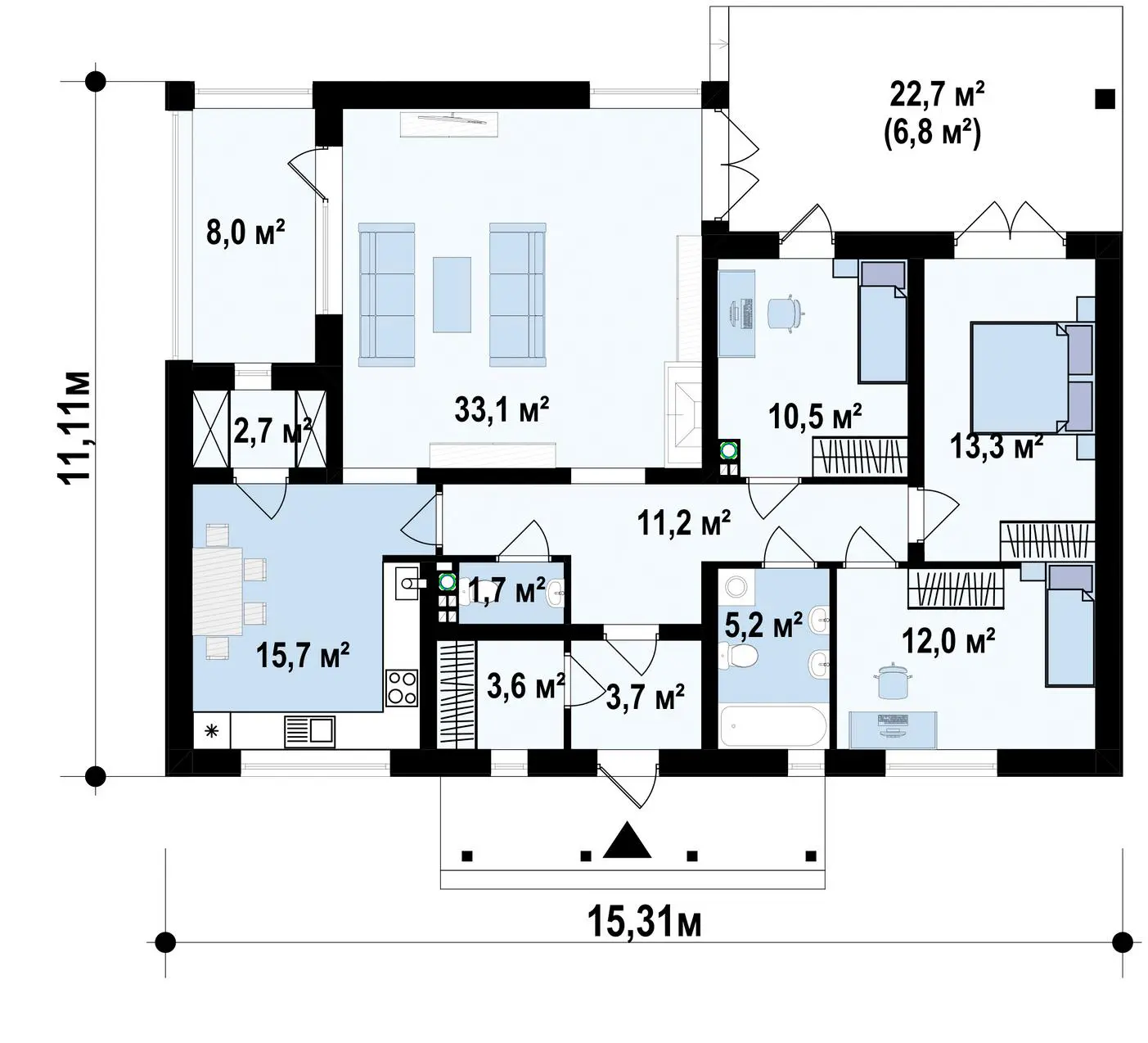 1-ий поверх 121,2 / 128,0m²