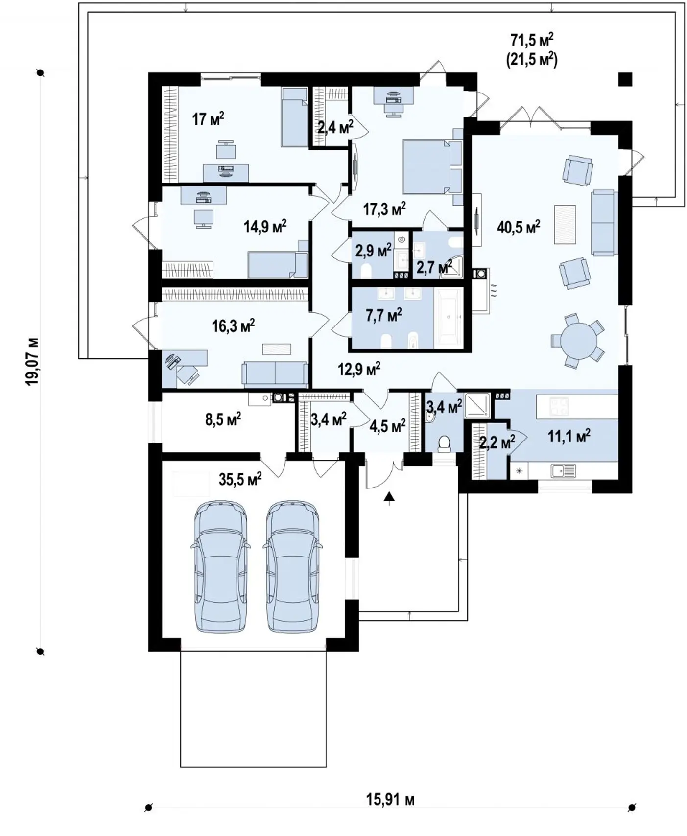 1-ий поверх 203,2 / 225,2m²