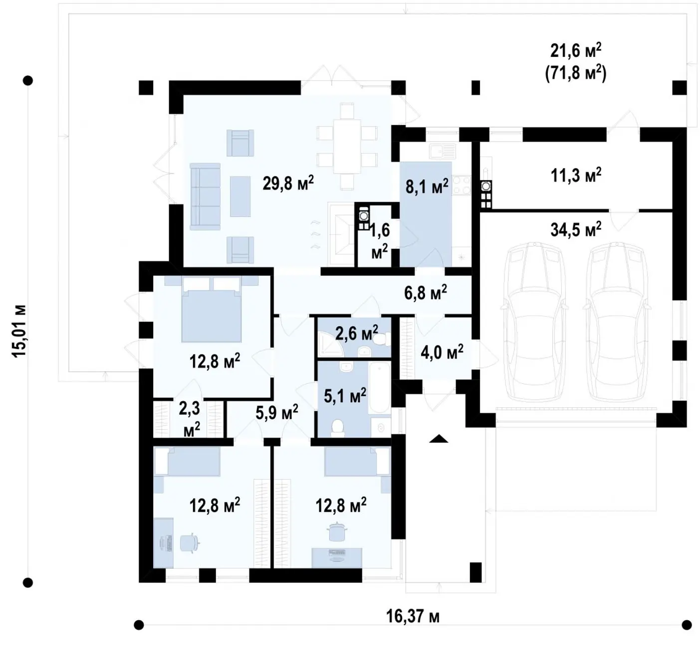 1-ий поверх 150,4 / 172,0m²