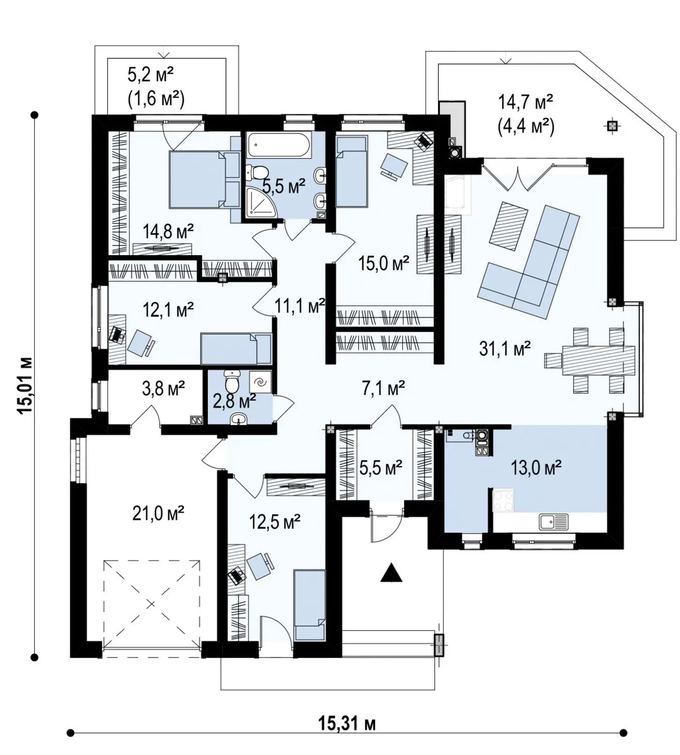 1-ий поверх 155,3 / 161,3m²