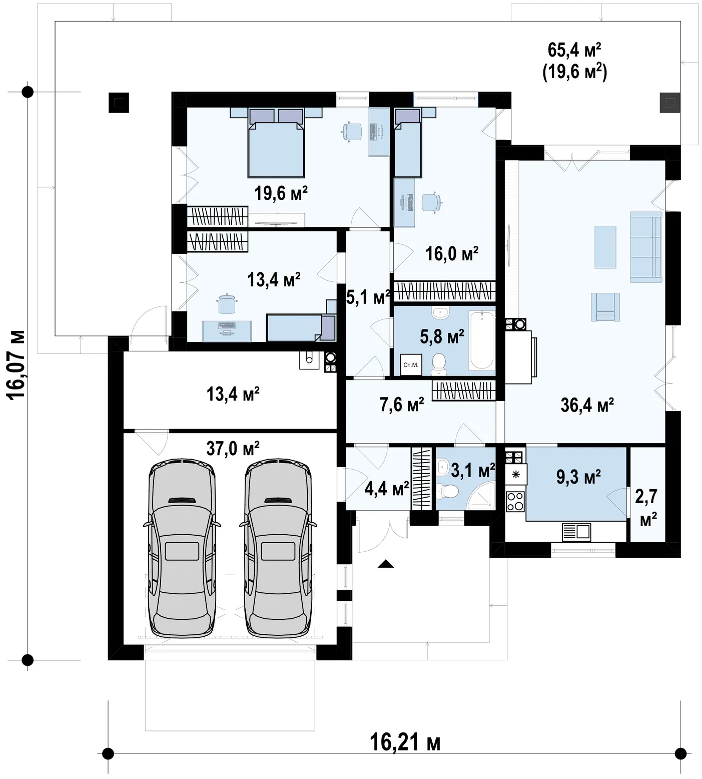 1-ий поверх 173,3  / 192,9m²