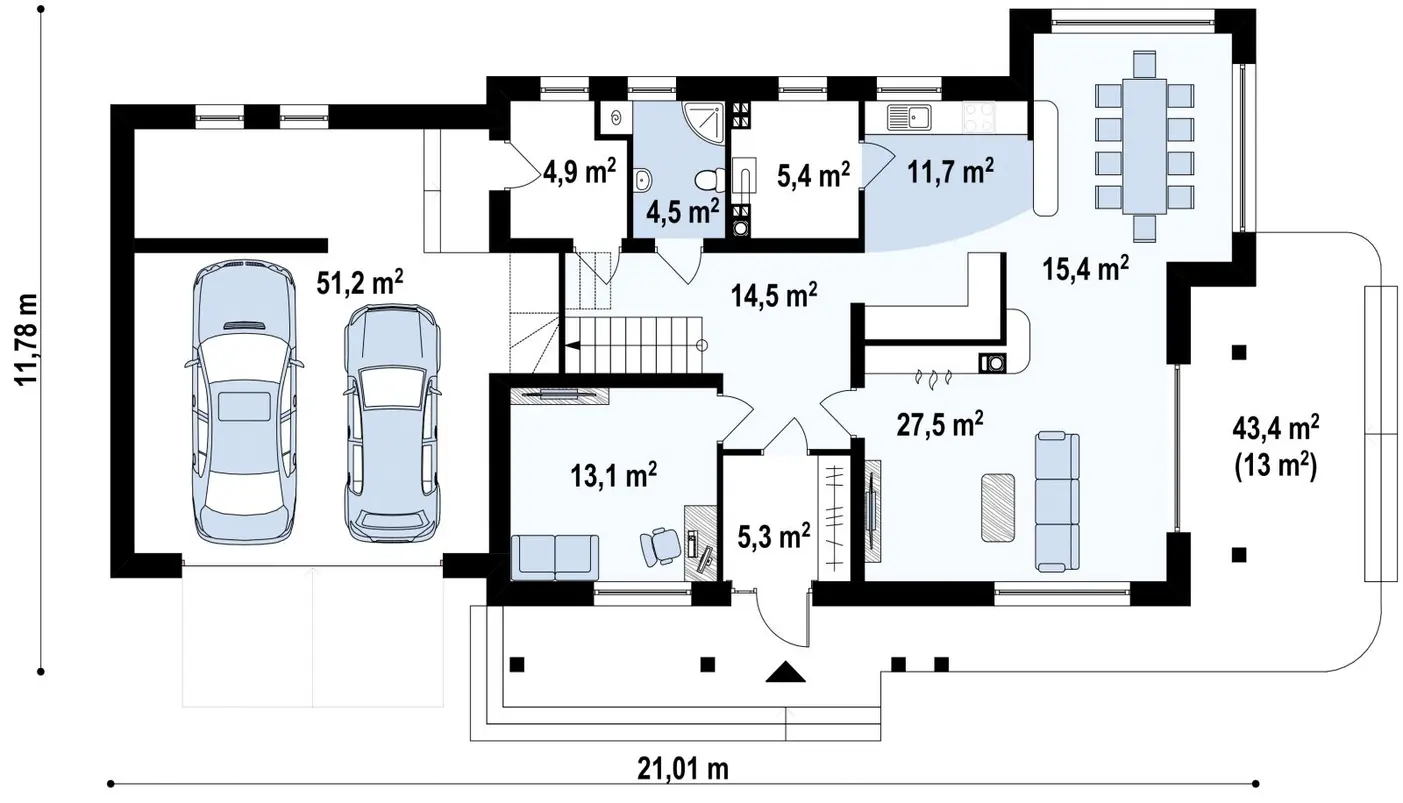 1-ий поверх 158,4 / 171,4m²