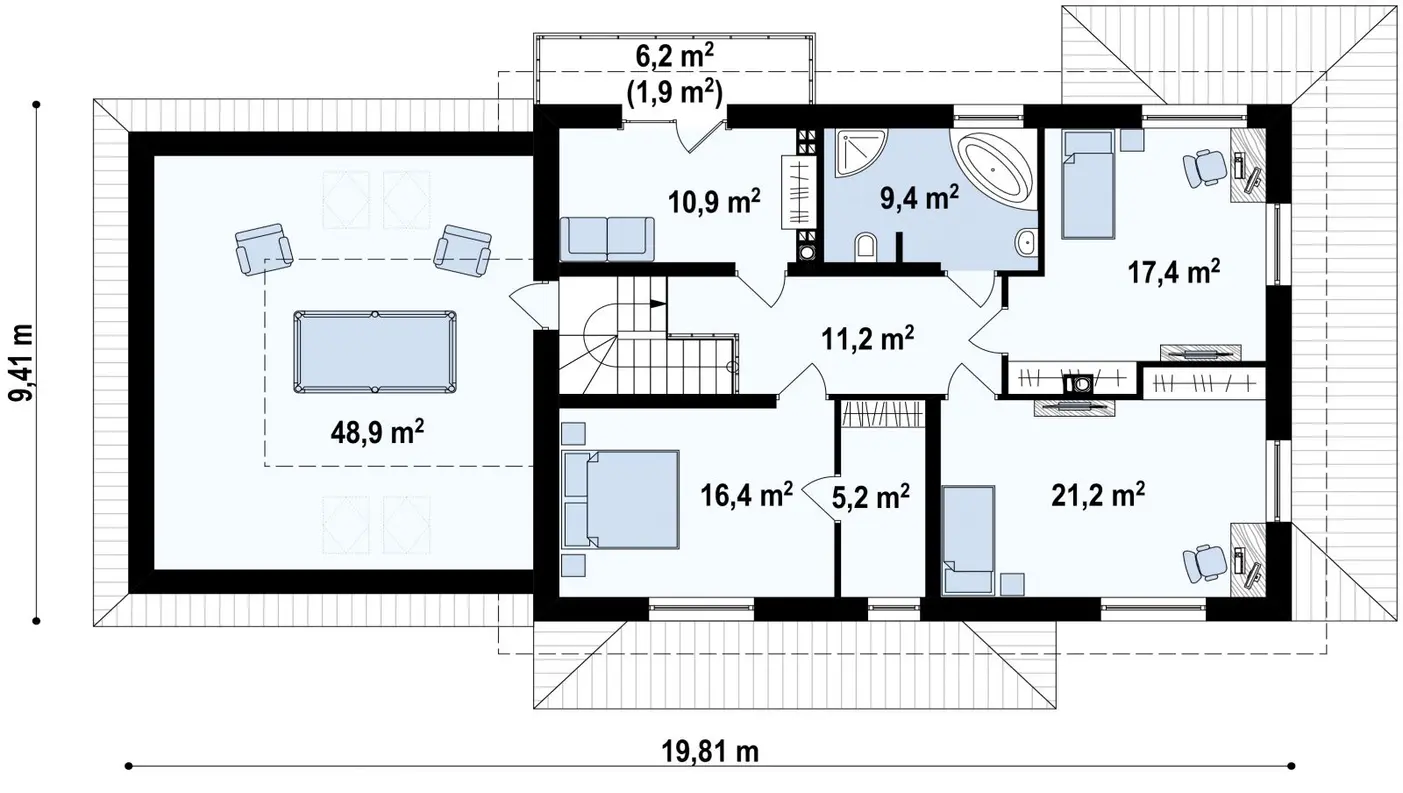 2-ий поверх 135,4 / 137,3m²