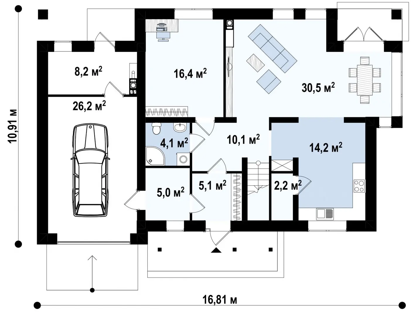 1-ий поверх 122,0  / 124,2m²