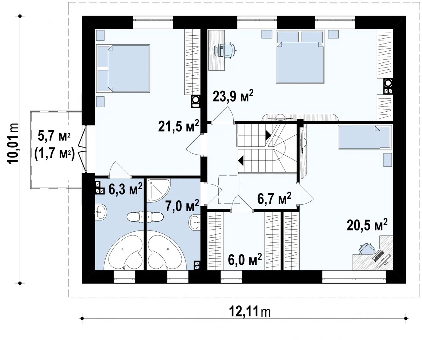 2-ий поверх 91,9 / 93,7m²