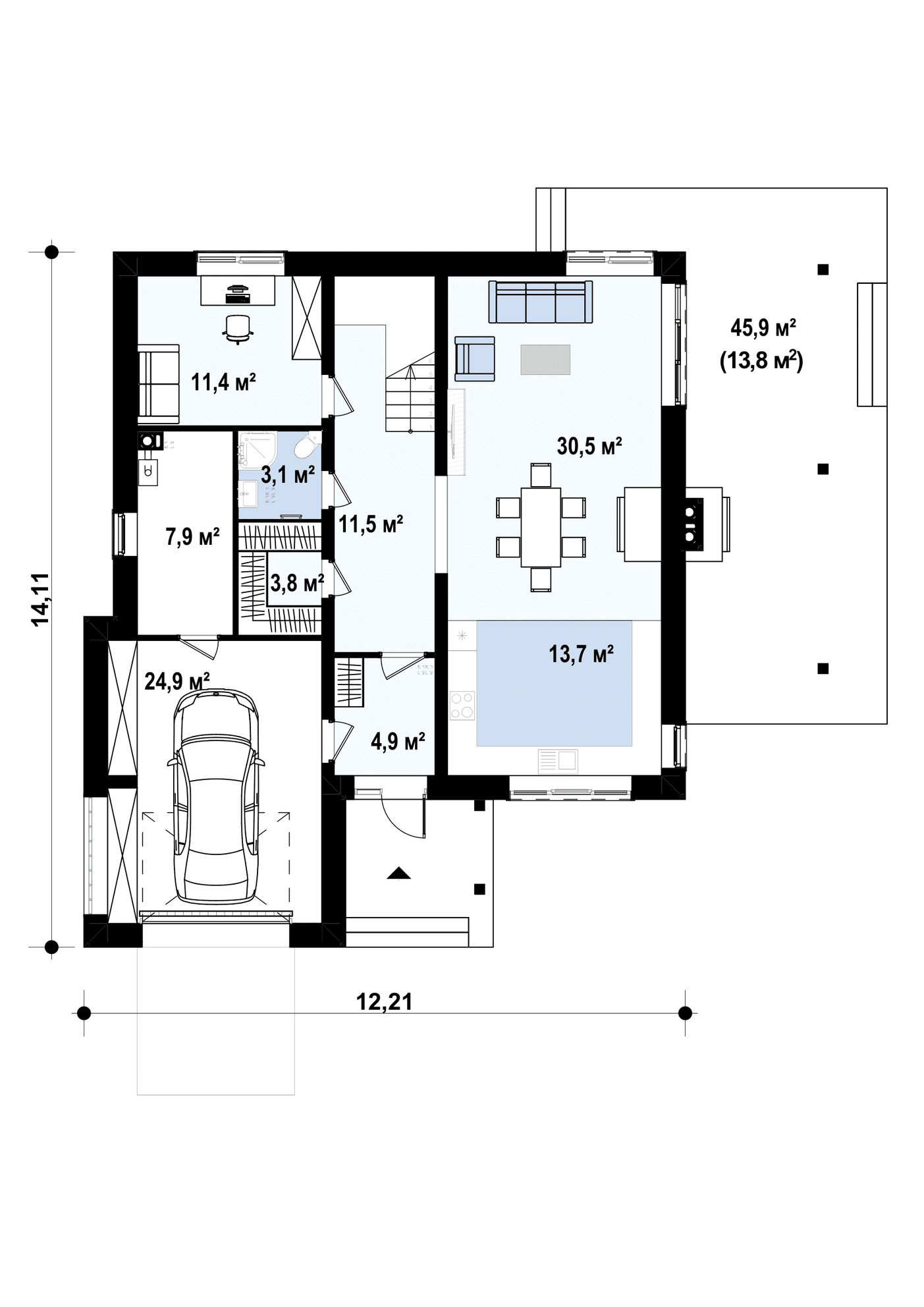 1-ий поверх 111,7  / 125,5m²