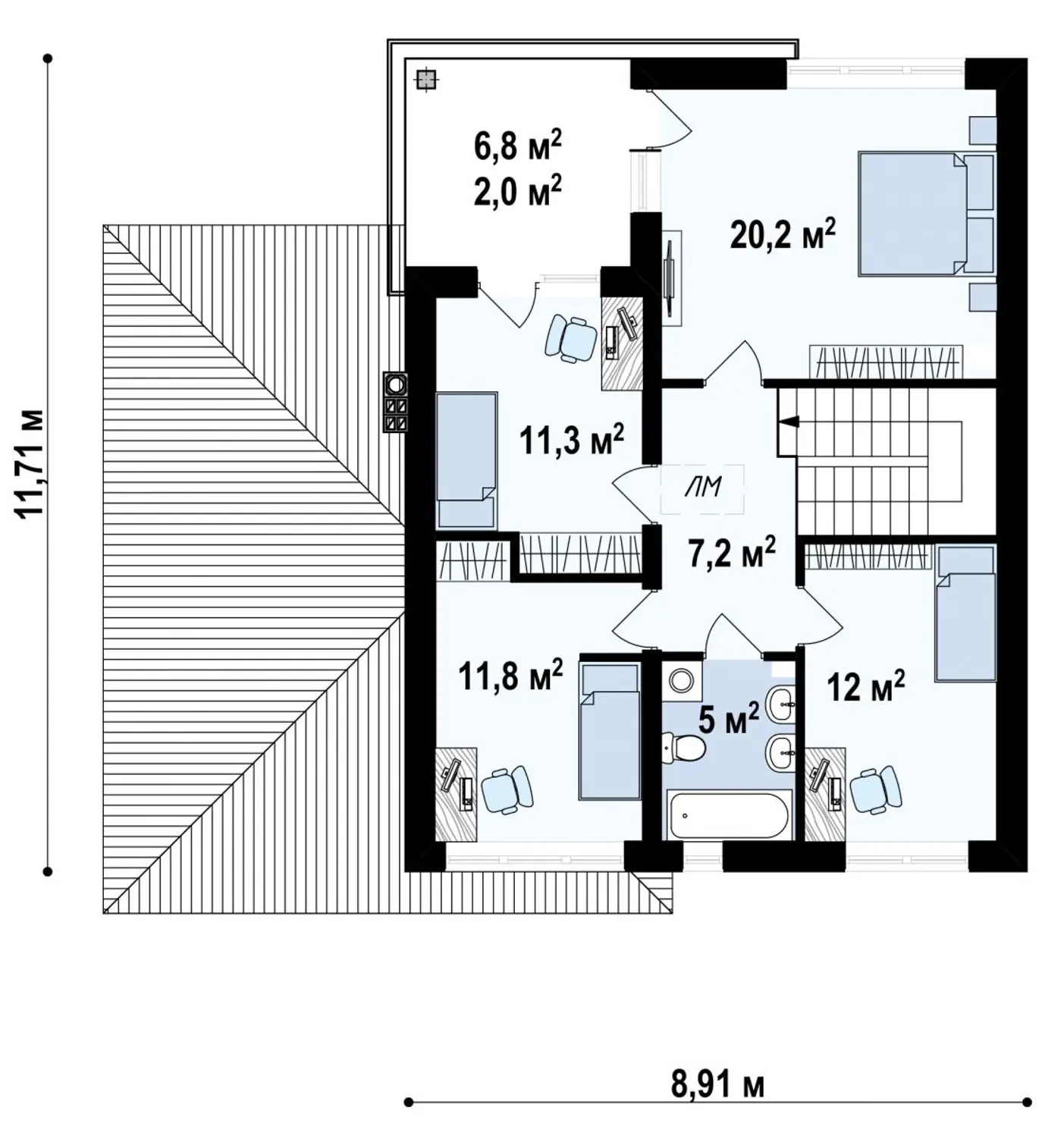 2-ий поверх 67,5 / 69,5m²