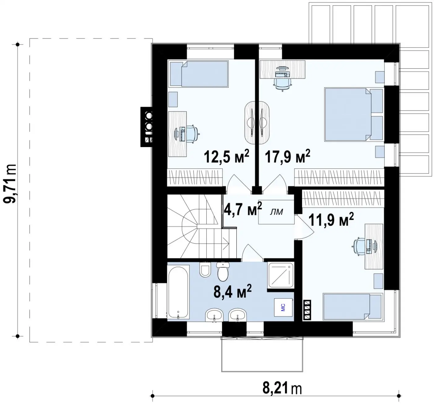 2-ий поверх 55,4  / 55,4m²