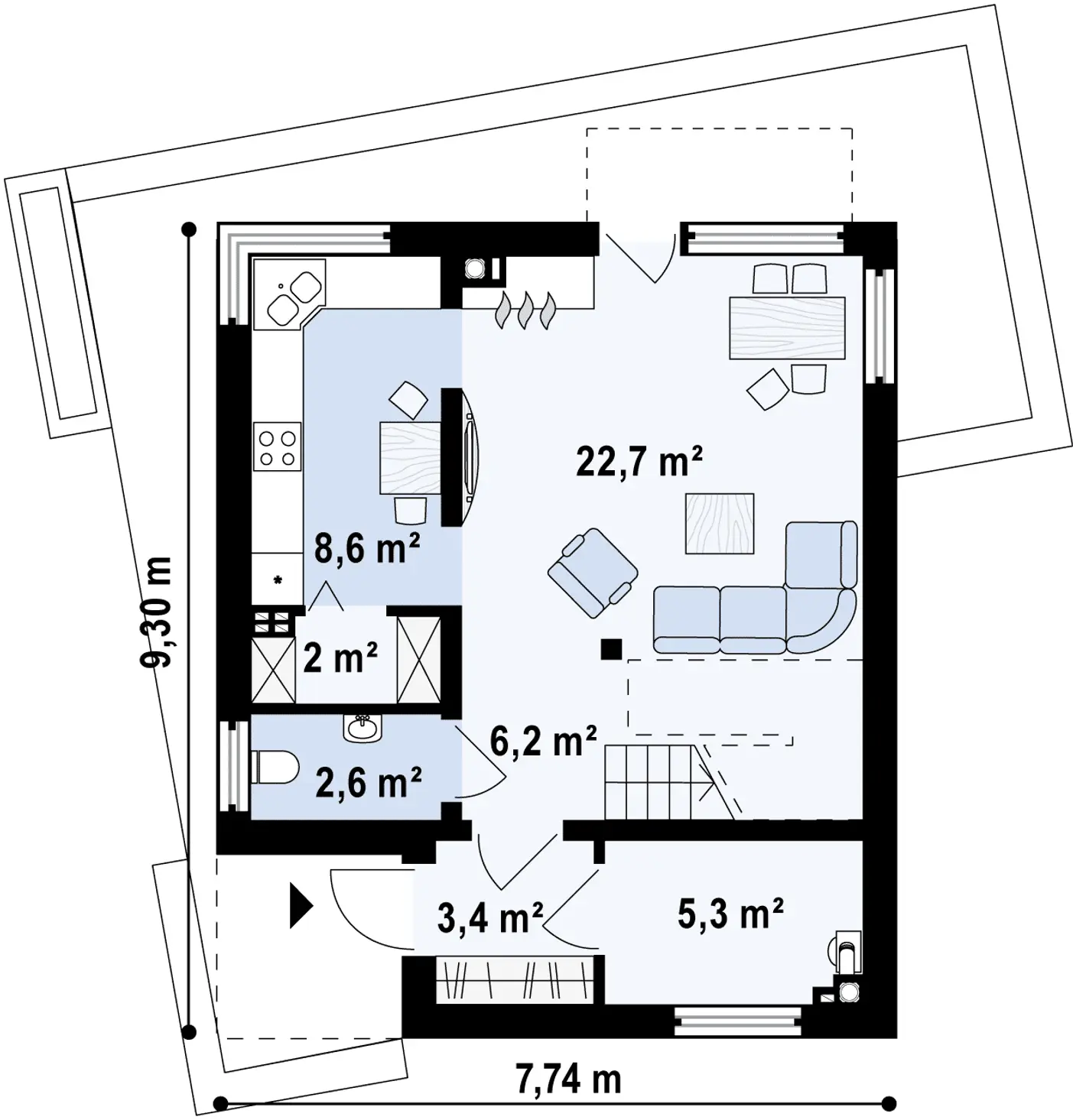 1-ий поверх 50,9 / 50,9m²