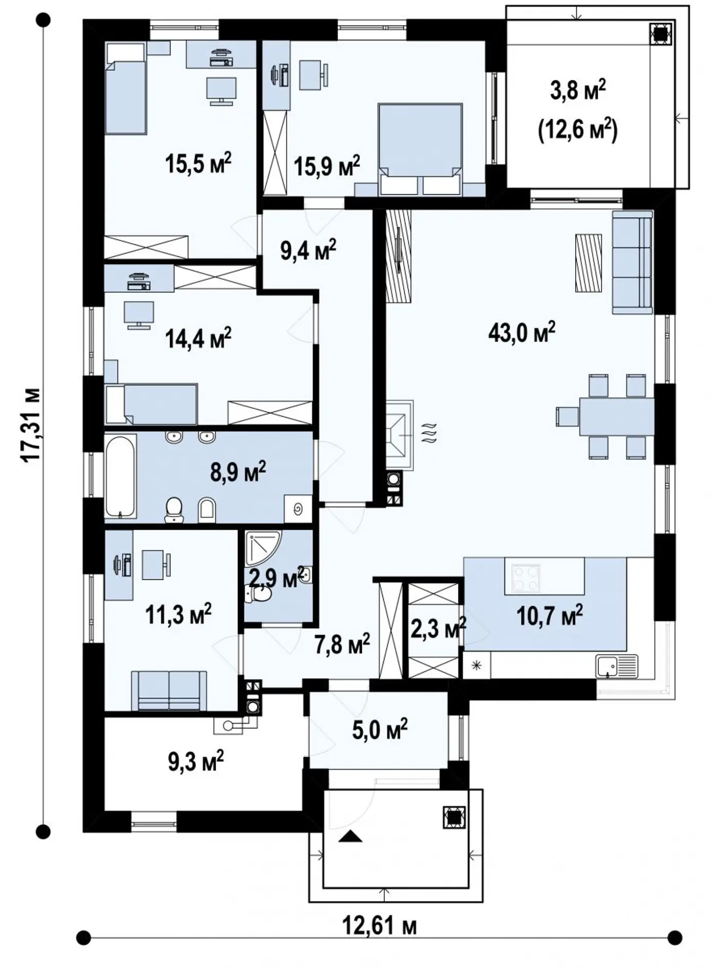 1-ий поверх 156,4 / 160,2m²