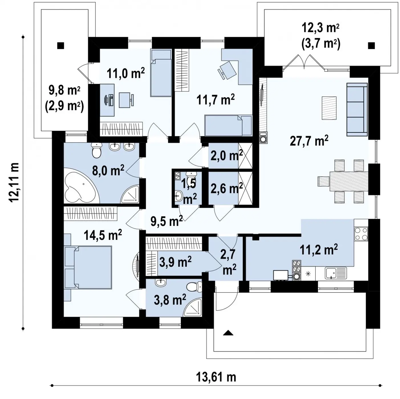 1-ий поверх 110,1  / 116,7m²