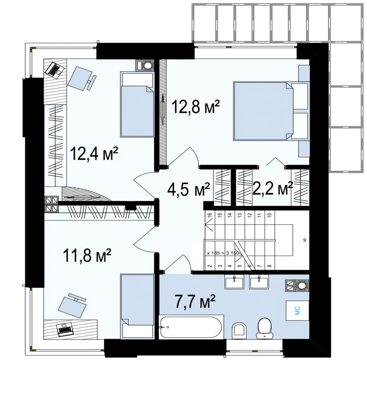 2-ий поверх 51,4 / 51,4m²