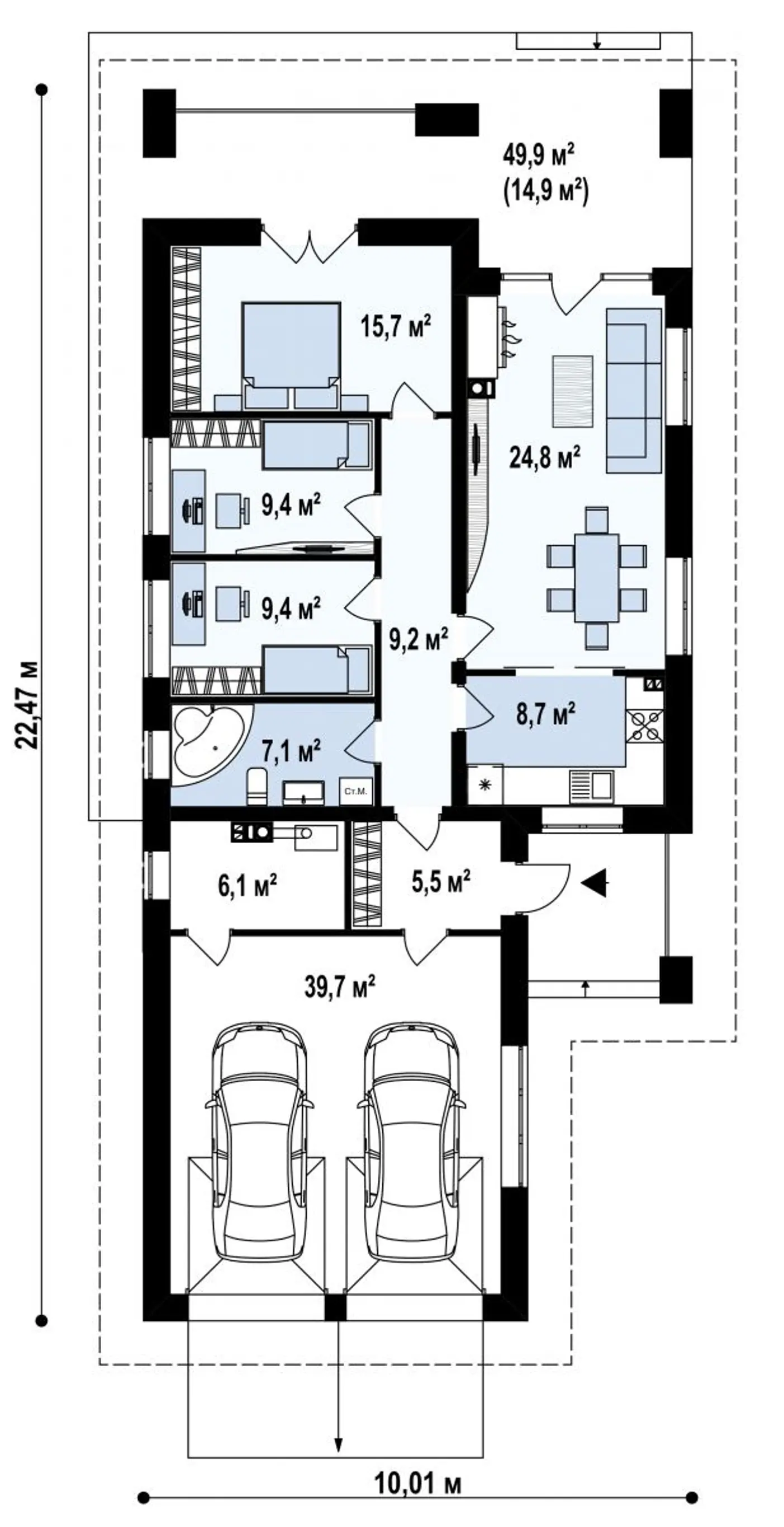 1-ий поверх 135,6 / 150,5m²