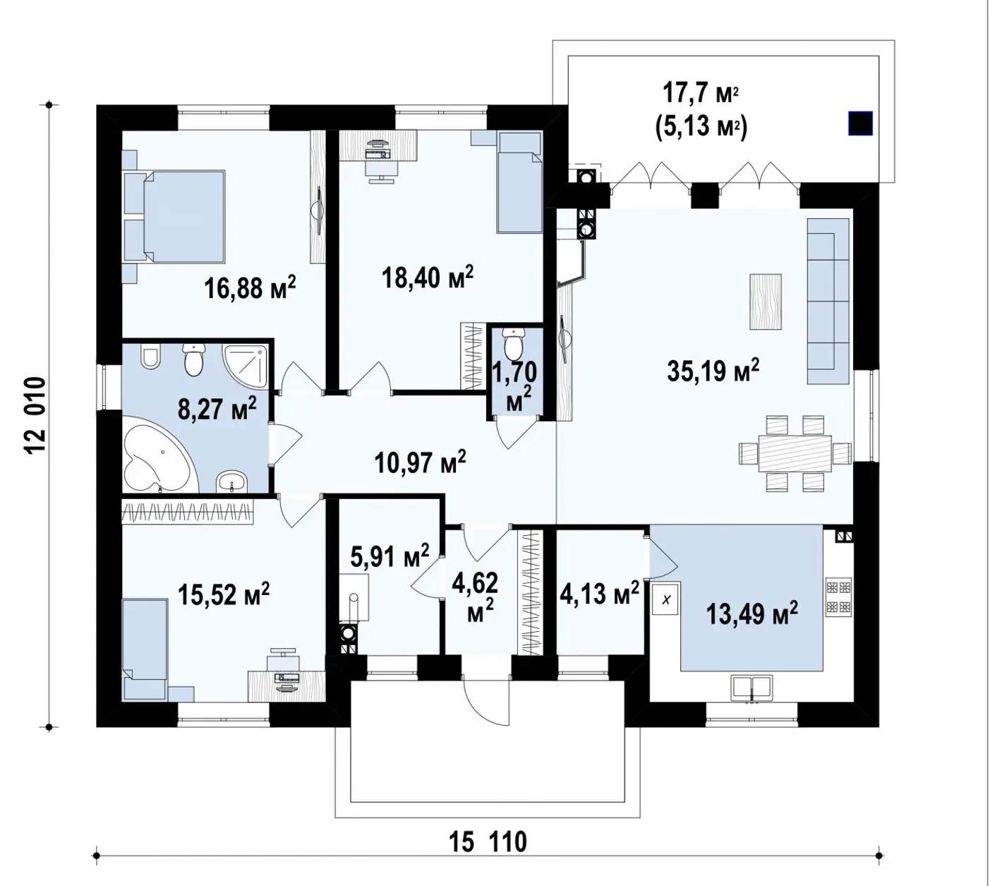 1-ий поверх 135,1 / 140,2m²