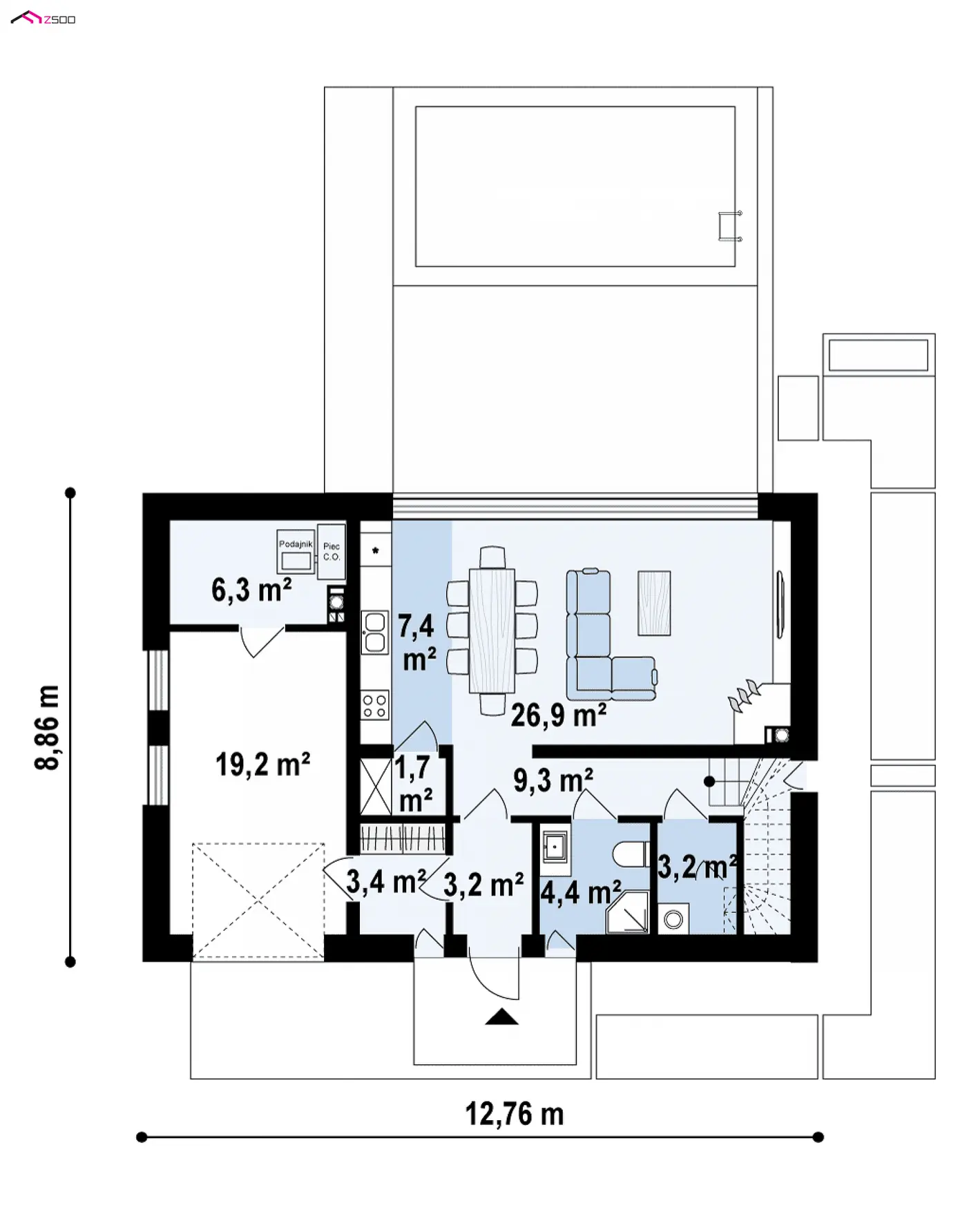 1-ий поверх 85,0 / 85,0m²