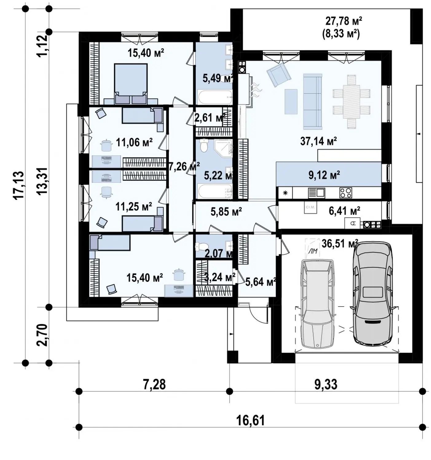 1-ий поверх 179,7 / 188,0m²