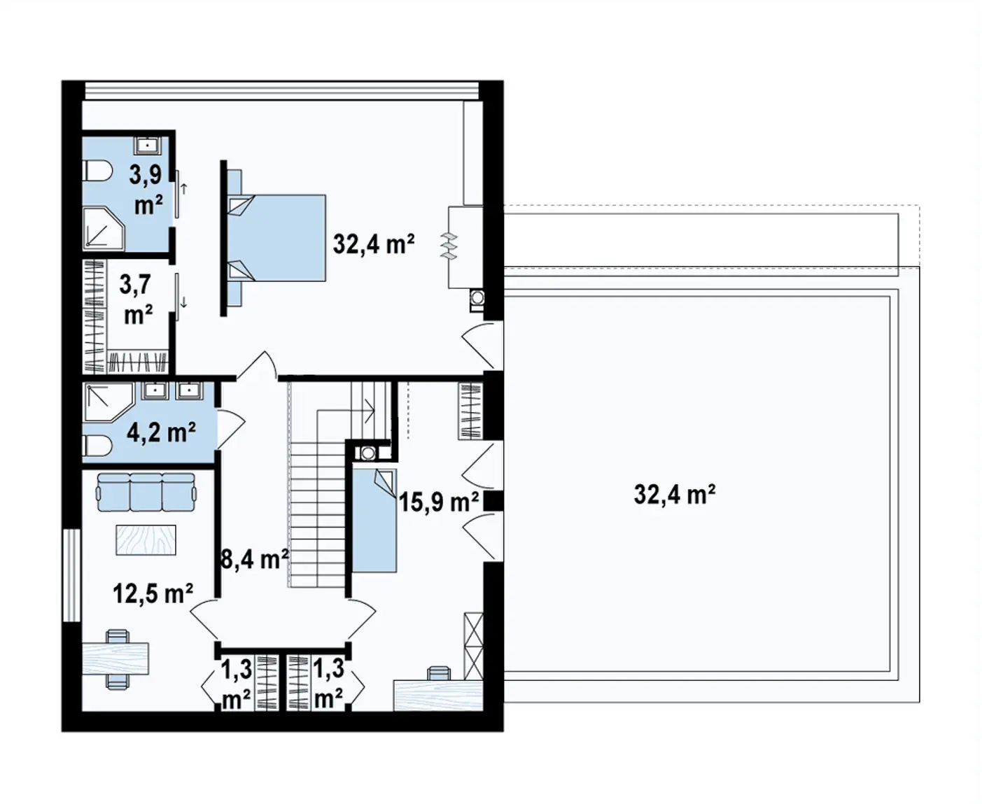 2-ий поверх 69,8 / 69,8m²