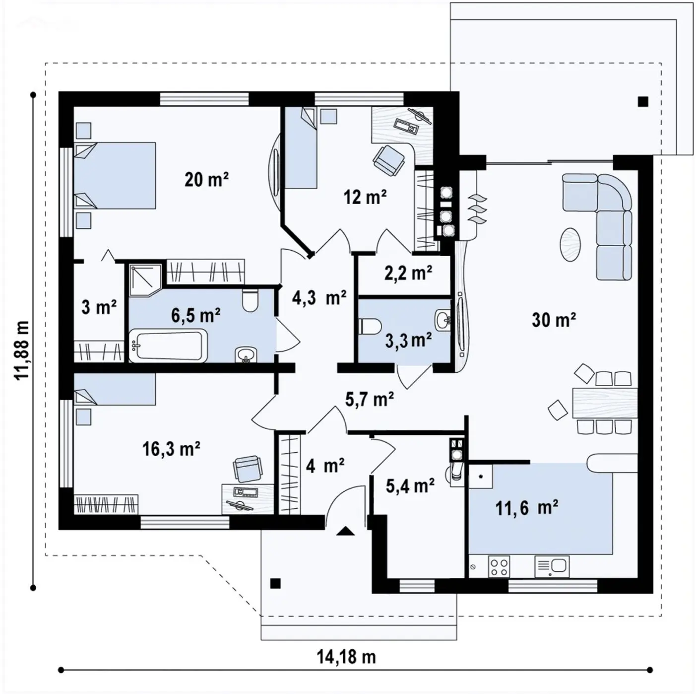 1-ий поверх 124,3 / 124,3m²