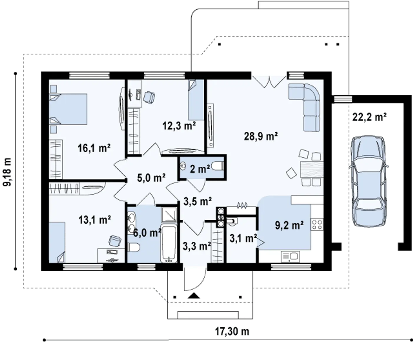 1-ий поверх 102,8 / 125,1m²