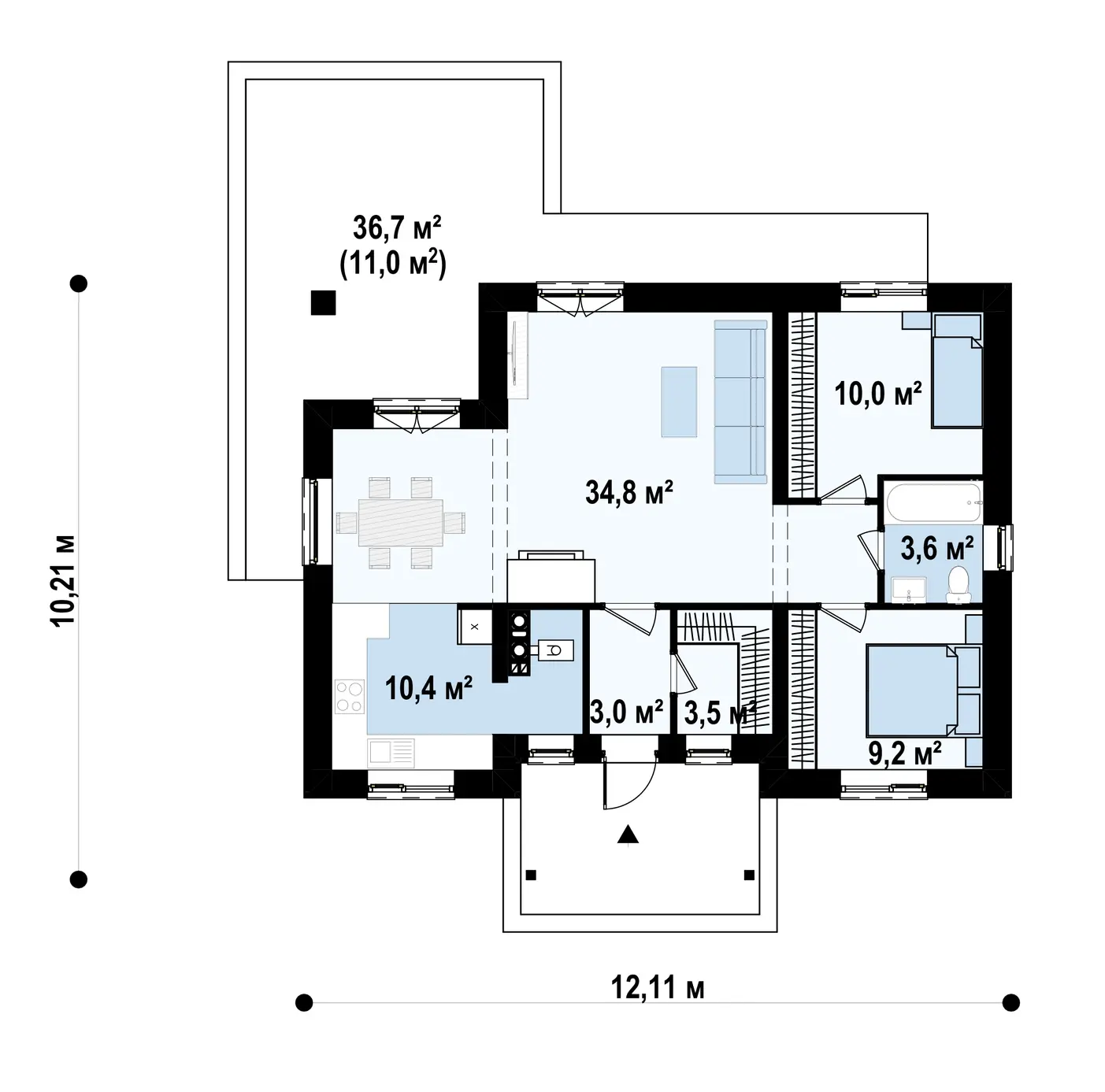 1-ий поверх 74,5  / 85,5m²