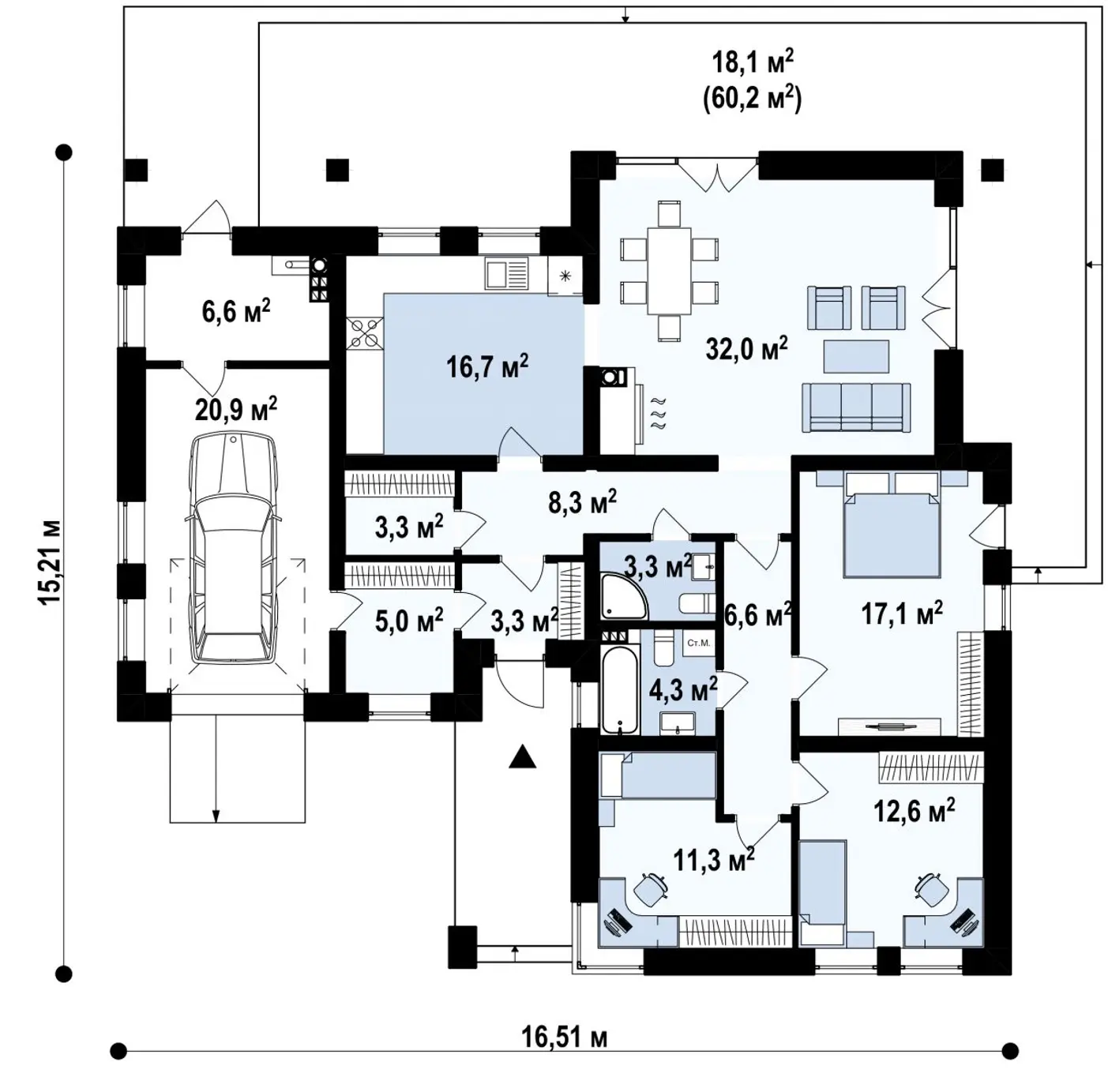 1-ий поверх 169,4 / 169,4m²